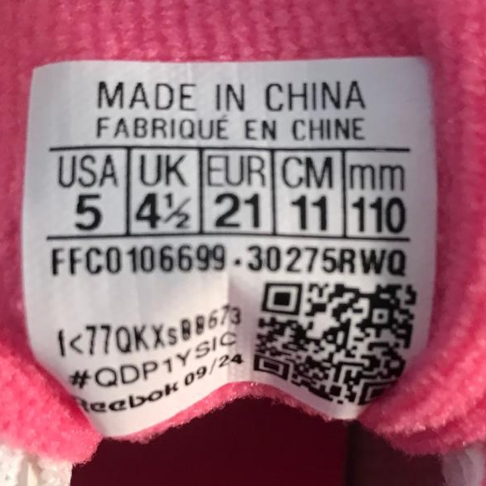 Reebok Beby Girl's White & Pink Royal CL Jog/Glide Sneakers, Size 5 - Picture 9 of 9